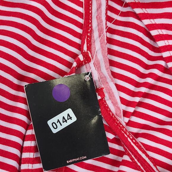 Baby Phat Y2K women's maxi dress halter top red&white striped NWT Size 1X Beachy - Picture 7 of 11